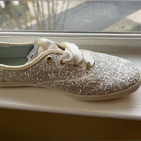 NIB Keds Kate Spade New York Glitter sneakers - cream ivory bride bridal white - Picture 7 of 7